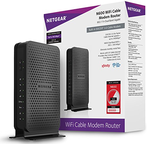 NETGEAR N600 (8x4) WiFi DOCSIS 3.0 Cable Modem Router (C3700)
