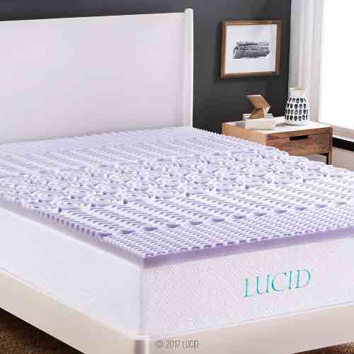 LUCID 2 Inch 5 Zone Lavender Memory Foam Mattress Topper